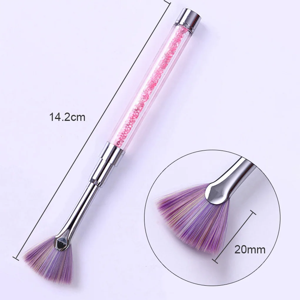 Hot! Rhinestone Handle Fan Shape Nail Brush Gradient Dust Glitter Powder Remover Nail Art Drawing Pen Painting Manicure Tools