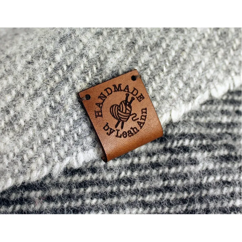 60pcs Custom Handmade folding labels with logo text Leather Tags for knitting clothes Sewing Garment crafts label  Accessories