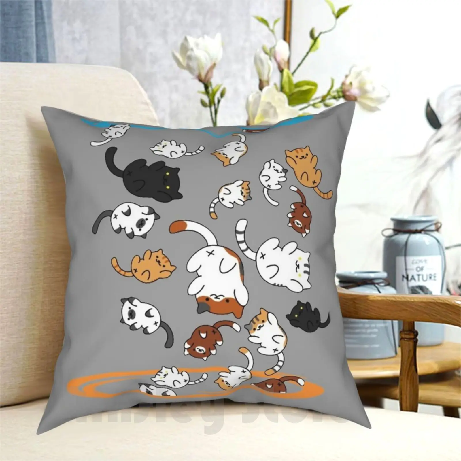 Neko Portals Pillow Case Printed Home Soft DIY Pillow cover Neko Atsume Neko Atsume Portal Portal 2 Valve Tumblr Cats Video