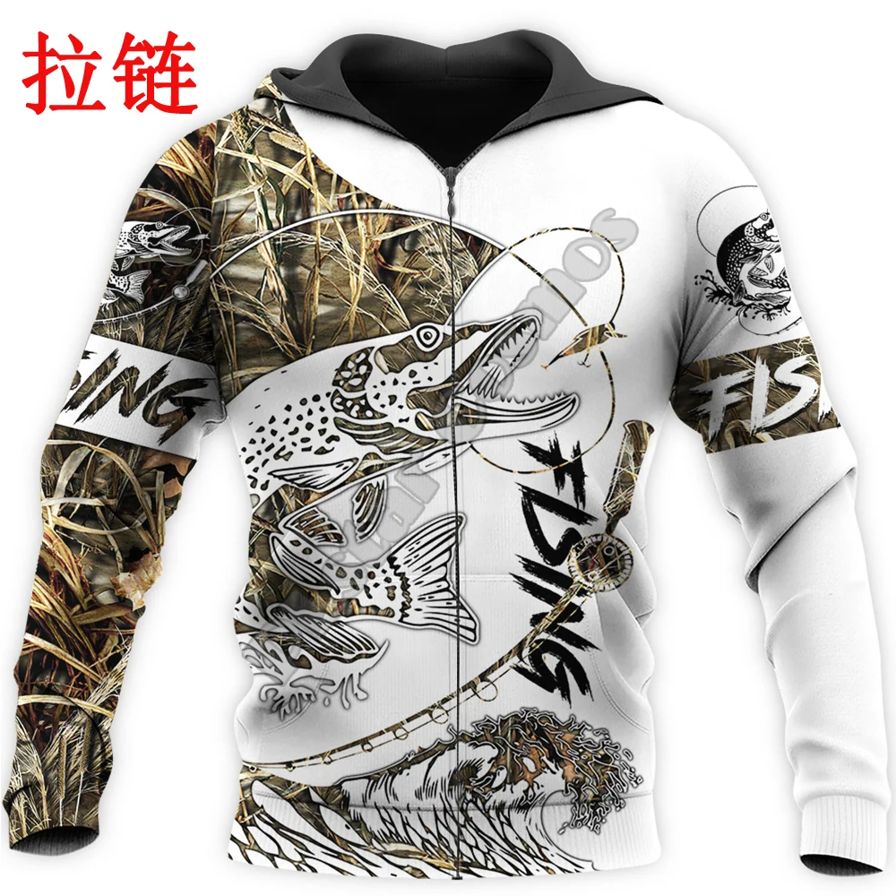 Sudadera de pesca 3D con capucha y estampado realista de peces - imagen 4