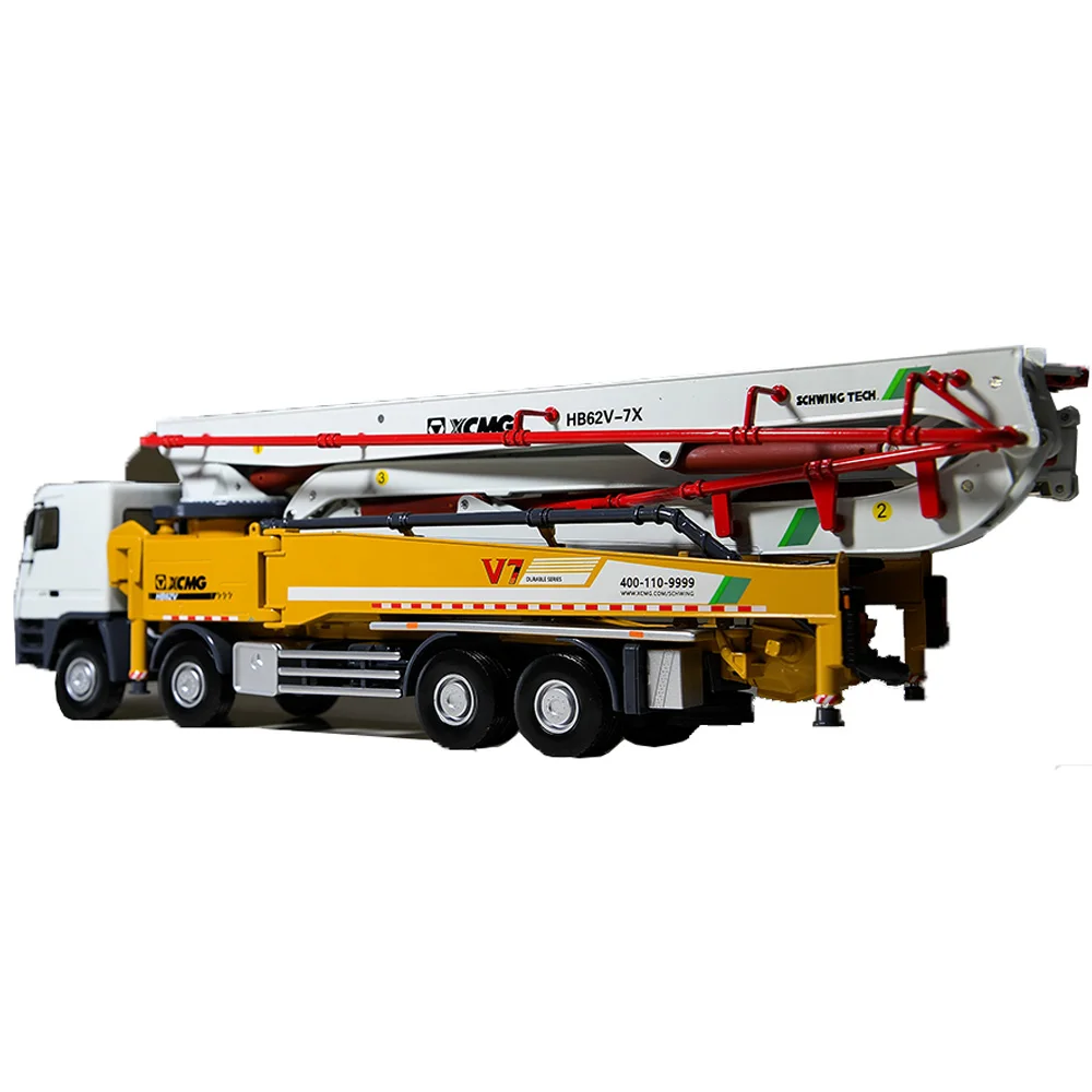 2023 New Color 1/35 Scale Model XCMG HB 62 K Concrete Pump Truck Model White Pump Boom Collection Company Exhibition Toys Gift