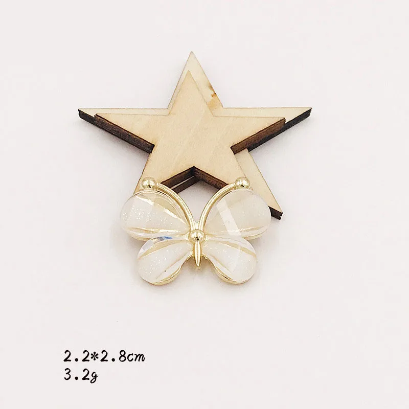 10 Stück/Los 2,2*2,8CM Harz-Legierung Flache Schmetterlingsknöpfe für DIY-Kleidungsapplikationen, Metall-Hochzeitsverzierung, Schmuck und Bastelarbeiten – Detail 16