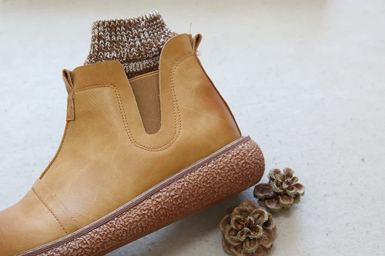 Careaymade-Women winter Boots leather casual ankle shoes Comfortable quality soft handmade lady flat Shoes with fur boots