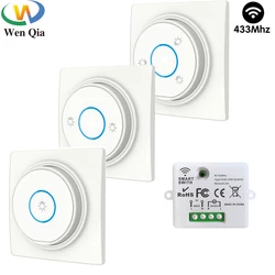Rf433MHz Wireless Switch Kinetic Wall Switch No battery Need,Light Switch Remote Control,Self Powered Waterproof Long Range Home