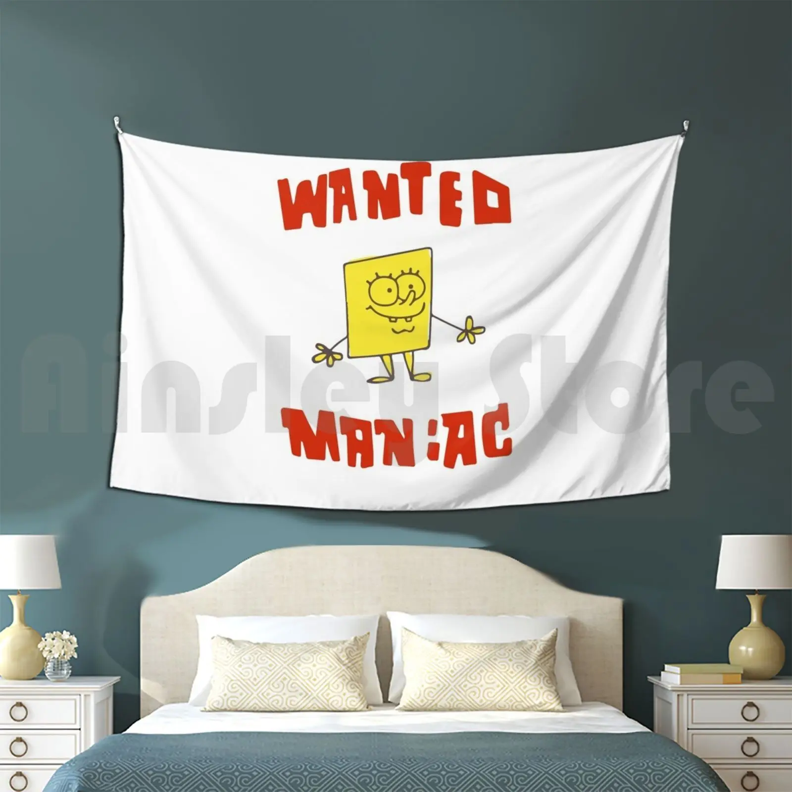 Wanted Maniac Inspired From Tapestry Living Room Bedroom Wanted Maniac Mr Squiward Cartoon