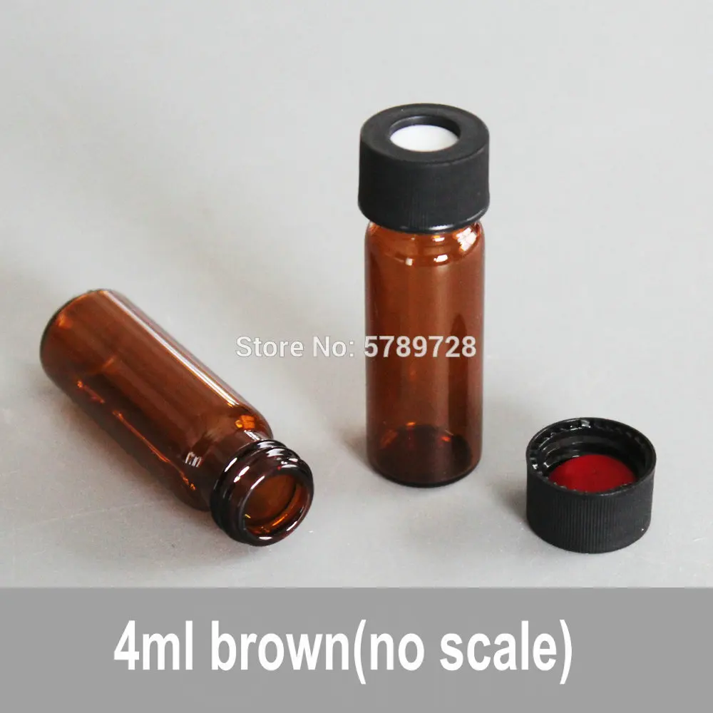 100pcs clear/brown  Chromatography Vial  With screw Cap Automatic Parse Sample Bottle Capacity of 2 ml & 4 ml