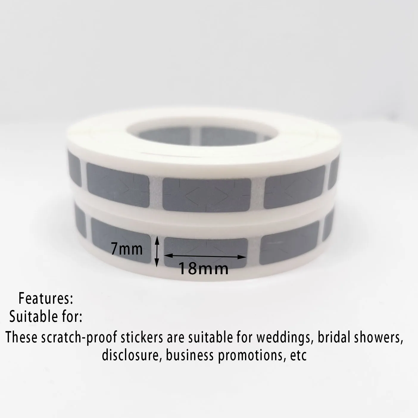 Shengshijie 1000pcs/Rolls Scratch Off Sticker 7x22mm Label Silver/Grey For Cover Card Wedding business promotions, etc