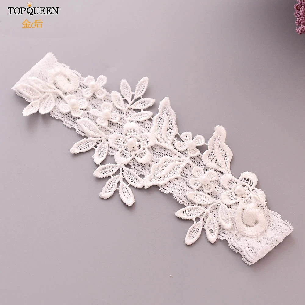 TOPQUEEN  Wedding Garters Lace Embroidery Floral Sexy Garters for Women/Bride Thigh Ring Bridal Leg Garter Bridal Garter TH25