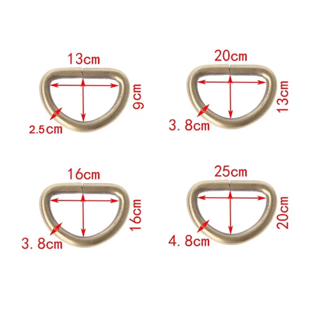 10 Teile/los 13/16/20/25mm D Ringe Schnalle Innere Breite Metall Halb Runde Förmigen für Tasche Strap Gürtel Geldbörse DIY Tasche Zubehör