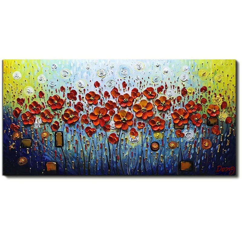 

Whosale Handpainted Oil Painting On Canvas Handmade Knife Flower Oil Painting Wall Art Picture Home Decoration For Living Room