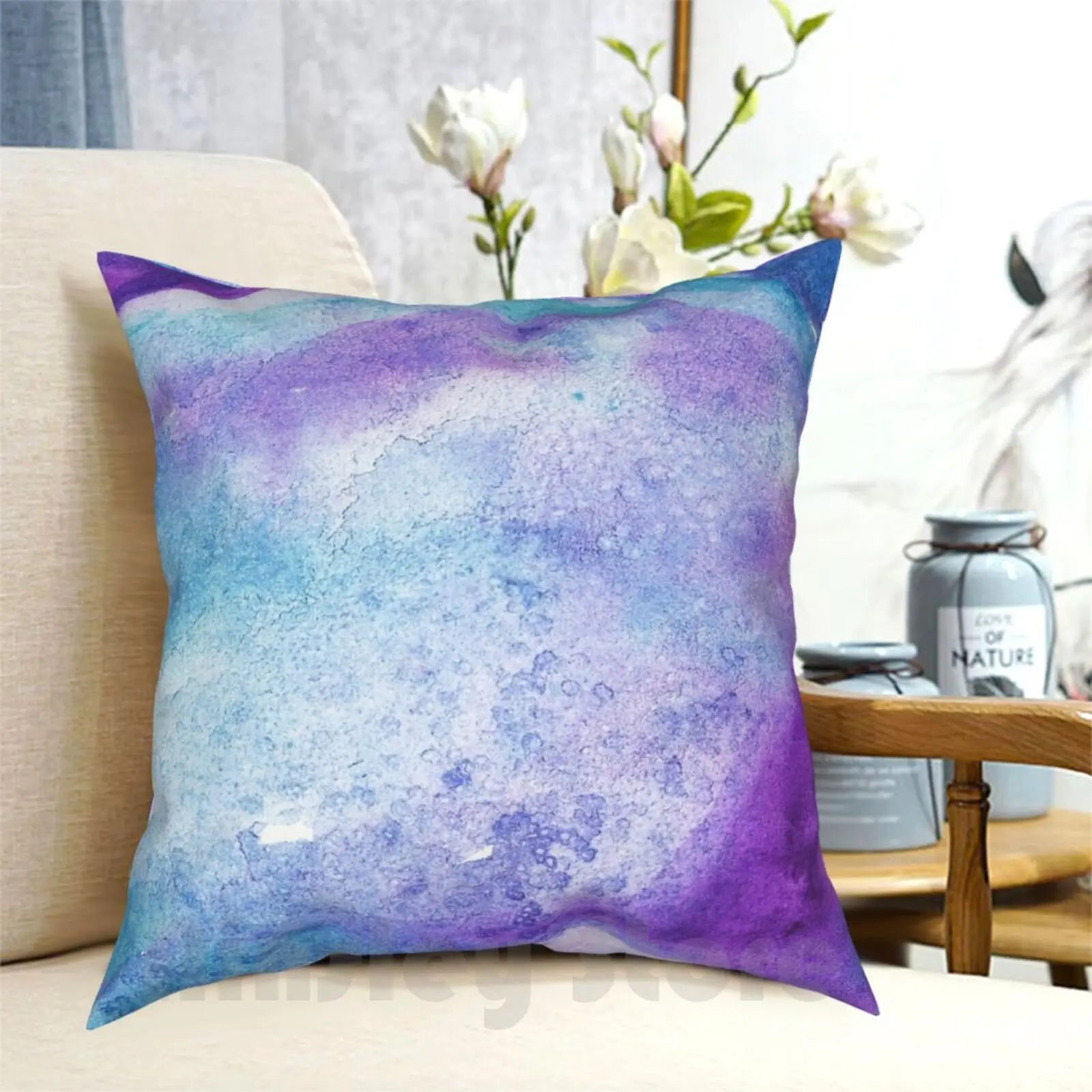 Amethyst Watercolor Pillow Case Printed Home Soft DIY Pillow cover Blue Purple Watercolor Watercolour Dark Tyedye Tye Dye