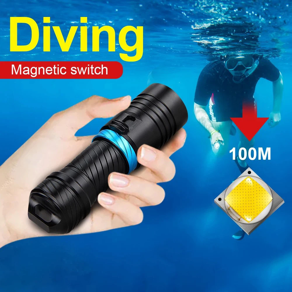 C5 Diving LED Flashlight Waterproof Powerful Dive 200M Underwater Flashligh Fishing Camping Lanterna Torch Lamp By 18650 26650