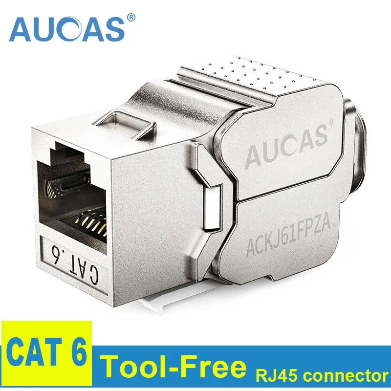 AUCAS Zinc Alloy Keystone Jack CAT6 FTP Network Connector RJ45 Shielded Tool-less Connectors