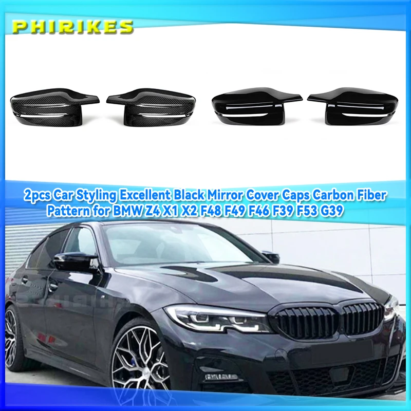 

For BMW 3 Series G20 G21 2019 2020 Black/Carbon Fiber Look Rearview Mirror Caps Car Door Wing Mirror Cover Replacement