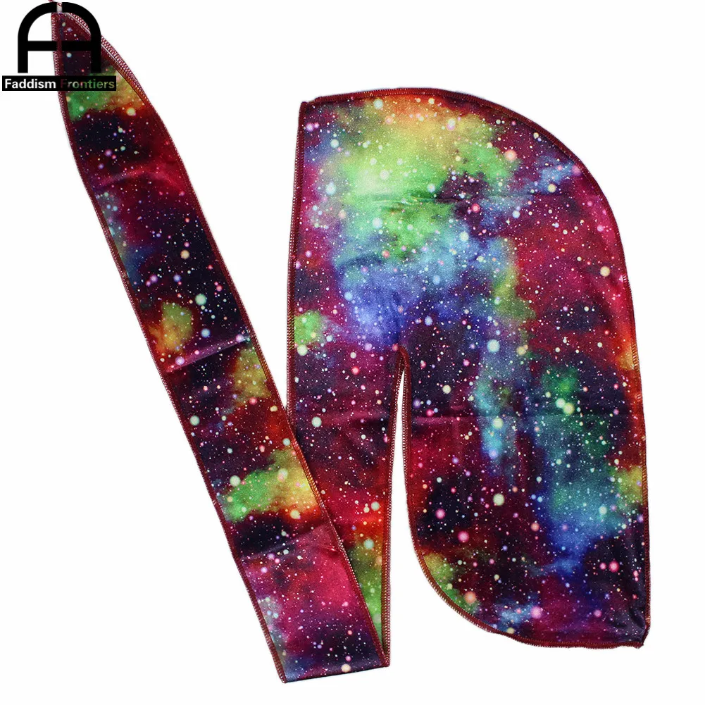 Space Printing Velvet Durag bandany dla mężczyzn zimowe męskie aksamitne Durags Headwrap Wave Cap Do Durag