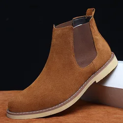 Men Boots Luxury Spring/Winter Elegant Chelsea Boots Men Cow Suede Leather Lovers' Casual Shoes Plus Size 47 Zapatillas Hombregy