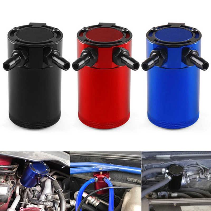 

Car Oil Catch Can Compact Baffled 2-Port Aluminum Reservoir Oil Catch Tank Fuel Tank Parts Two hole breathable Kettle Universal