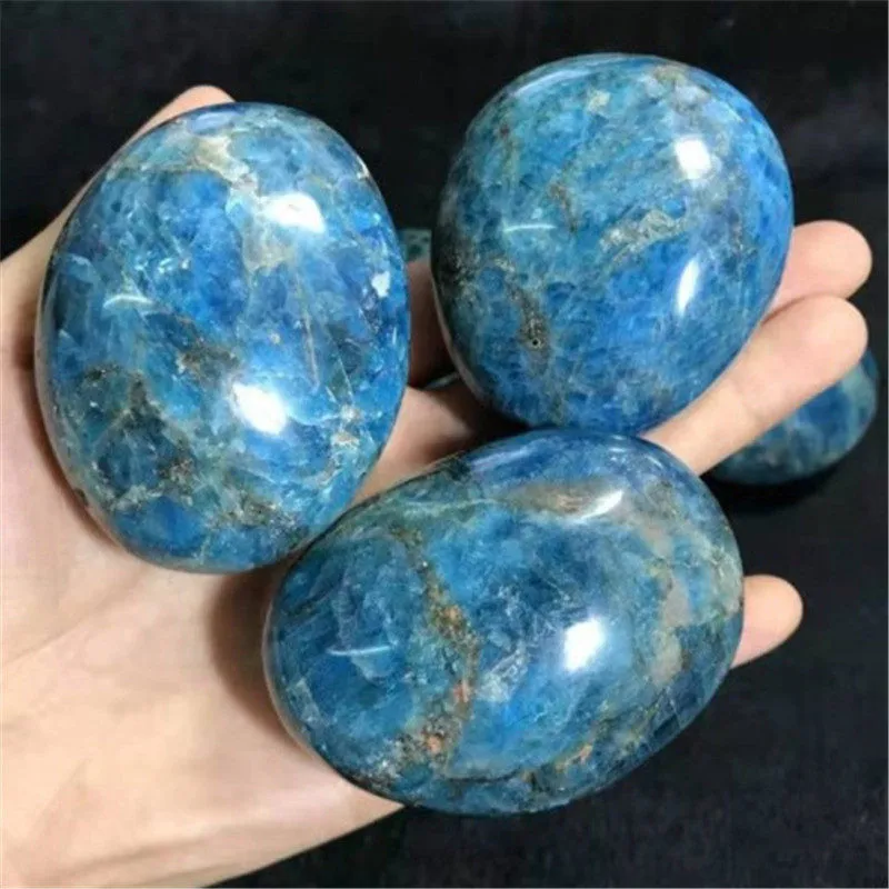 Natural Blue Quartz Gemstone Apatite Palm Stone Crystals Healing Stones For Home Decoration
