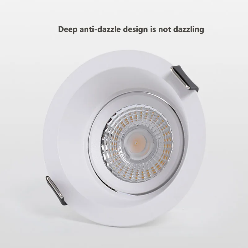 Frameless Angle Adjustable Recessed LED Downlight 5W 7W 9W 12W 15W 20W Dimmable Deep Glare LED Ceiling Spot Light Pic Background