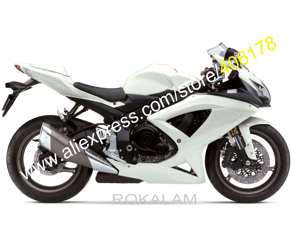 All White For Suzuki 08-10 GSXR 600 GSXR 750 2008 2009 2010 K8 GSX-R600 750 Customize Fairings Kit (Injection Molding)