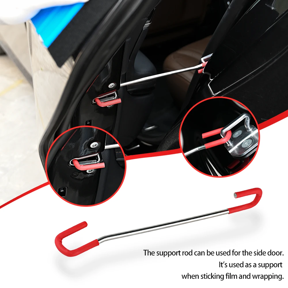 FOSHIO 2pcs Car Door Trunk Holding Tool Carbon Fiber Vinyl Film Wrapping Aid Brace Stick Auto Window Tinting Steady Hook Support