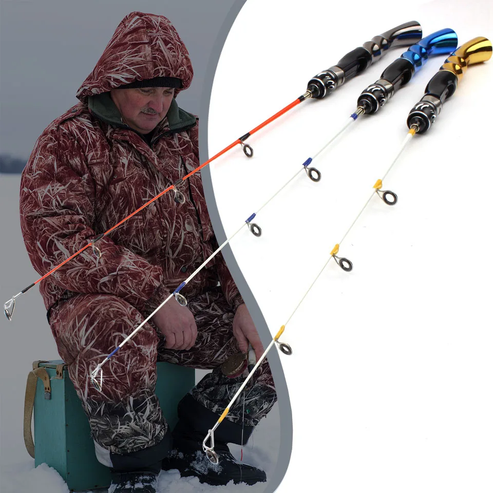 Promotion! 60cm 2 sections Ice Fishing Rod Winter Fishing Pole Fishing Rod blue Silver Golden Spinning outdoor Fishing Tackle