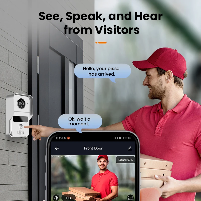 Sem Fio IP Campainha Intercom, Wi-Fi Video Door Phone, Controle Remoto Móvel, Sistema de Controle de Acesso, Nova Versão, Tuya, 2MP, 1080P, POE