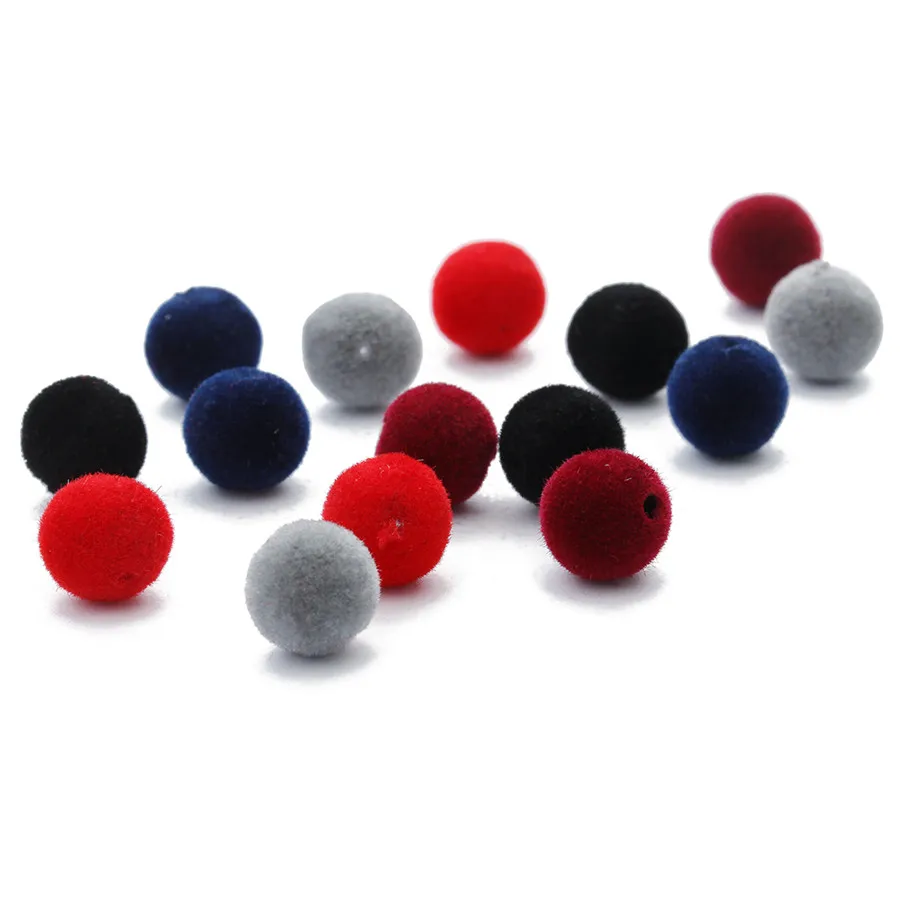 100 sztuk 8mm okrągłe koraliki pompon aksamitna tkanina żywica luzem koralik dystansowy otwór 1mm na naszyjnik bransoletka DIY komponenty do biżuterii