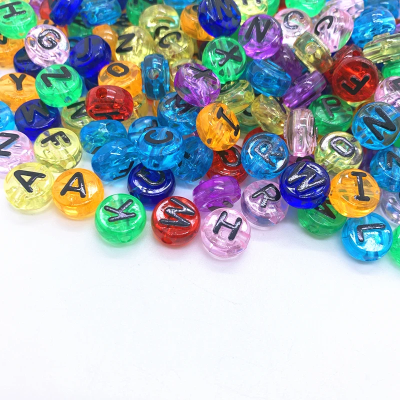 50pcs 10mm Mixed Acrylic Beads Round Flat Alphabet Loose Spacer Beads For DIY Jewelry Making Bracelet