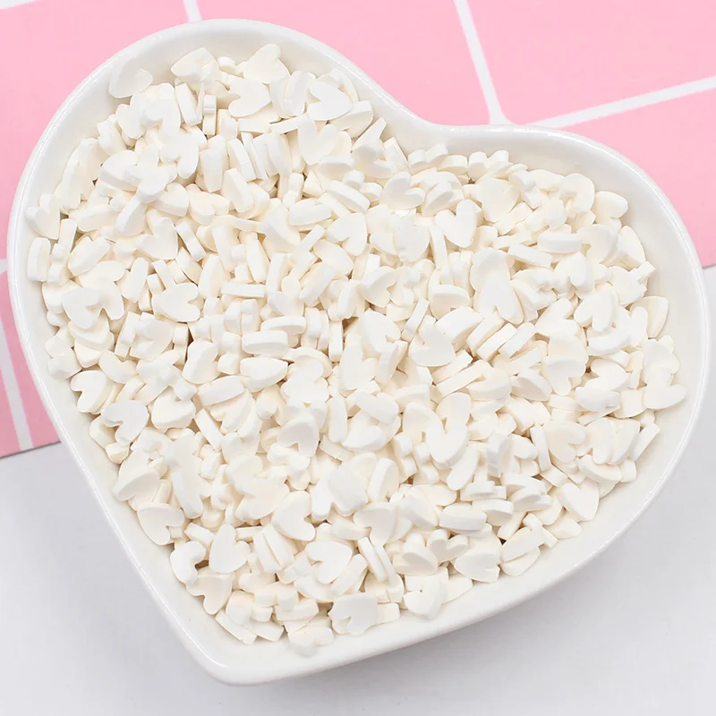 100g Love Heart Slices Polymer Clay Sprinkles for Crafts Plastic klei Tiny Mud Particles DIY Nail Art Decoration Accessories 5mm
