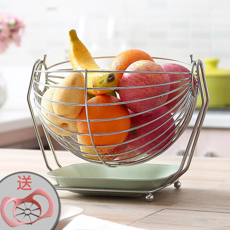 

Creative stainless steel fruit basket living room fruit tray home storage basket drain fruit basin European candy plate LB031619