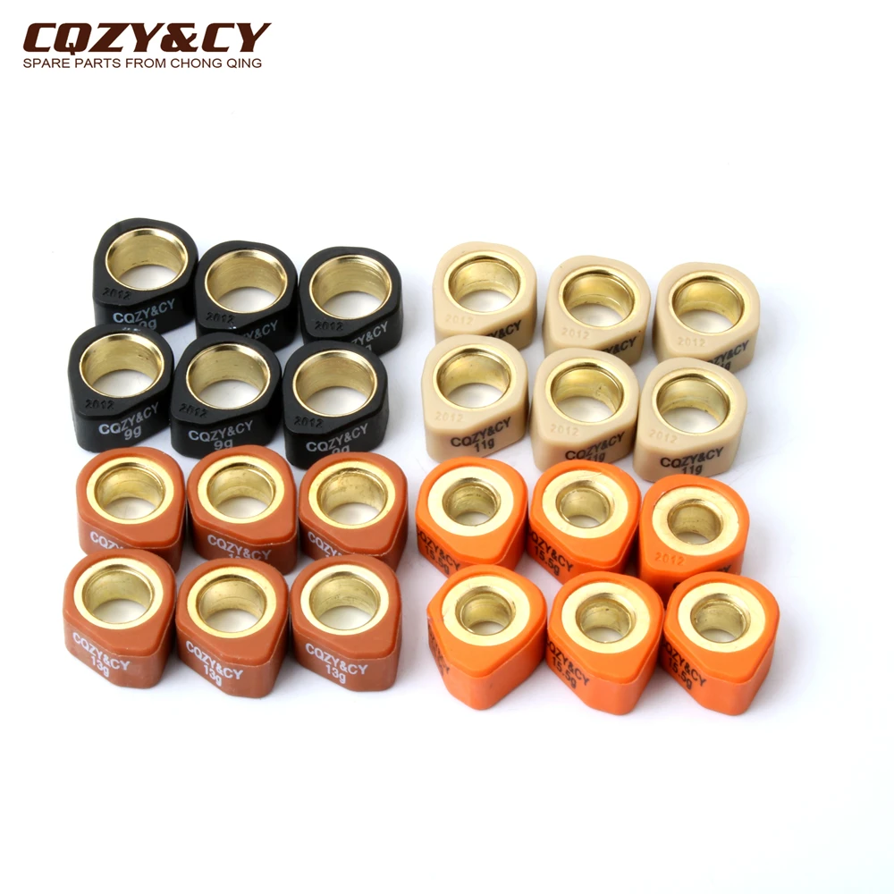 6-częściowy zestaw rolek wyścigowych / obciążników wariatora 20x12mm 9g 11g 13g 16g do MBK Doodo Flame R F X 125 Skyliner Thunder 125cc 150cc