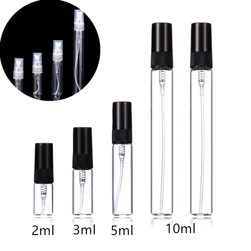 5pcs/Pack 2ml 3ml 5ml 10ml Mist Spray Bottle Spray Pump Bottle Travel Refillable Glass Perfume Bottle With Sprayer