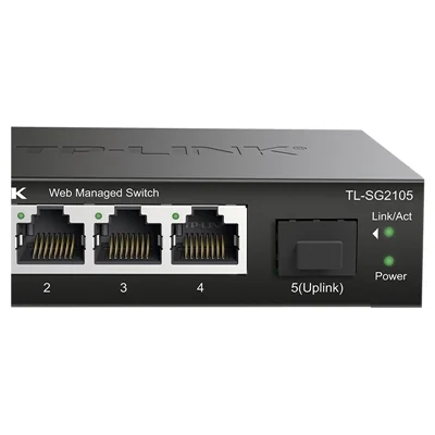 TP-LINK Full Gigabit Cloud Management Switch TL-SG2105 4*10/100/1000Base-T RJ45 + 1 * гигабитный SFP оптический порт APP Web VLAN QoS