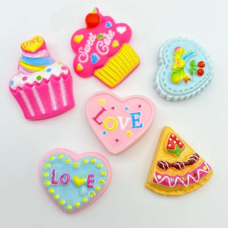 20Pcs New resin Cute Mini Cake Series Flat Back Cabochon Scrapbooking Hair Bow Center Embellishments DIY Accessories G31