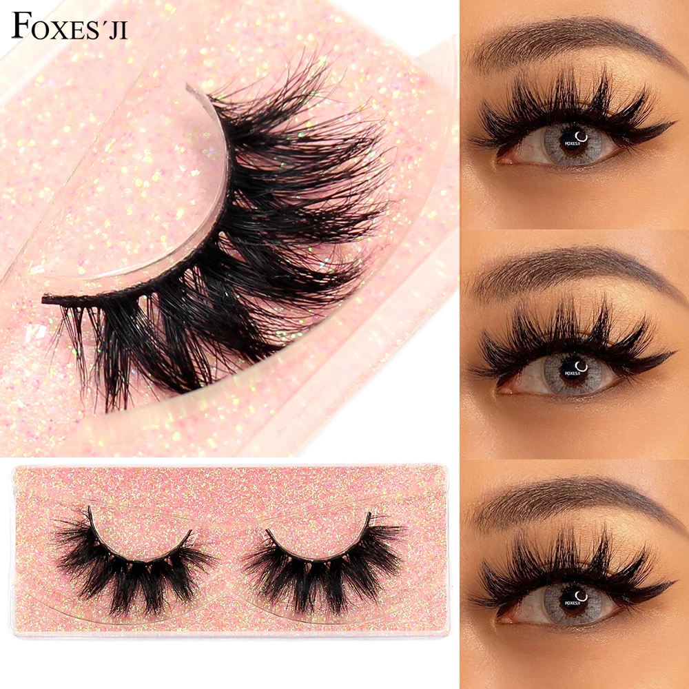 FOXESJI 3D Mink Lashes ขนตาปลอมแต่งหน้า CROSS หนาธรรมชาติยาว Dramatic Fluffy ขนตาขนตา Mink Soft Eyelash K06