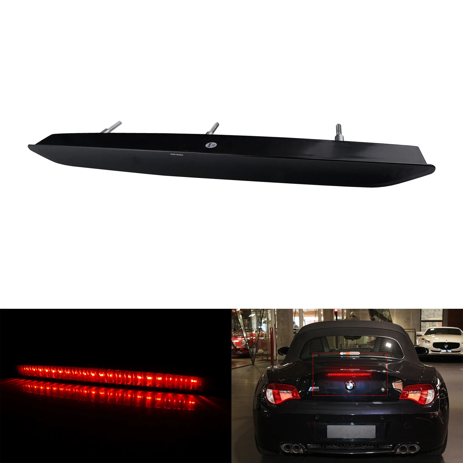 ANGRONG 1X For BMW Z4 E85 2002-2008 Black Smoked Lens High Level Third Red LED Tail Brake Stop Light Lamp