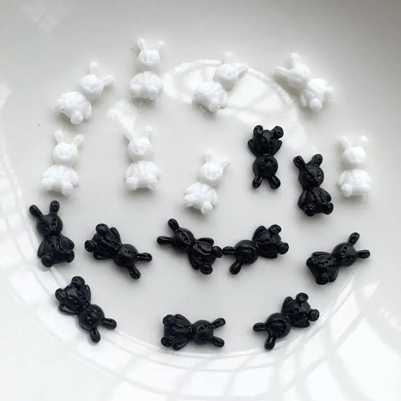 Diy50pcs لطيف ليتل الأرنب الأبيض الراتنج شقة الظهر مسمار الفن ديكور مسمار لوازم الهاتف شقة الظهر