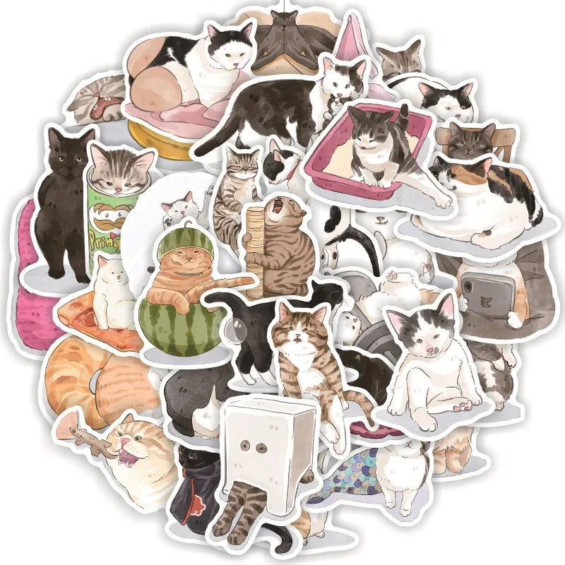 10/30/50PCS Cartoon Anime Cute Cat Graffiti Sticker Water Cup Laptop Luggage Guitar Gift Toy PVC Waterproof Sticker Wholesale