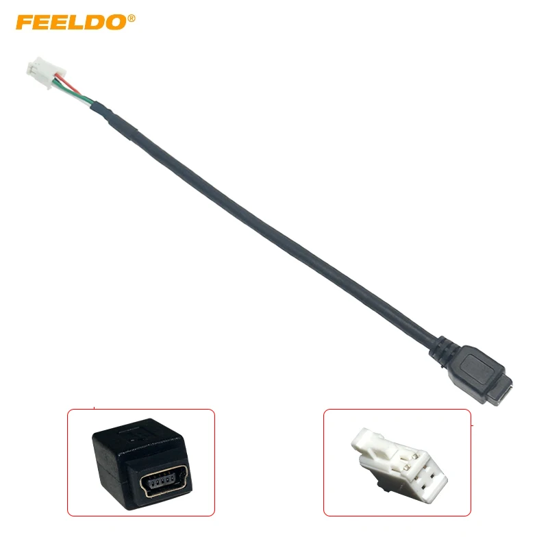 FEELDO Car Audio Input Media Data Wire Mini USB To 4Pin Cable Adapter For Nissan Ford USB AUX Cable #HQ6669