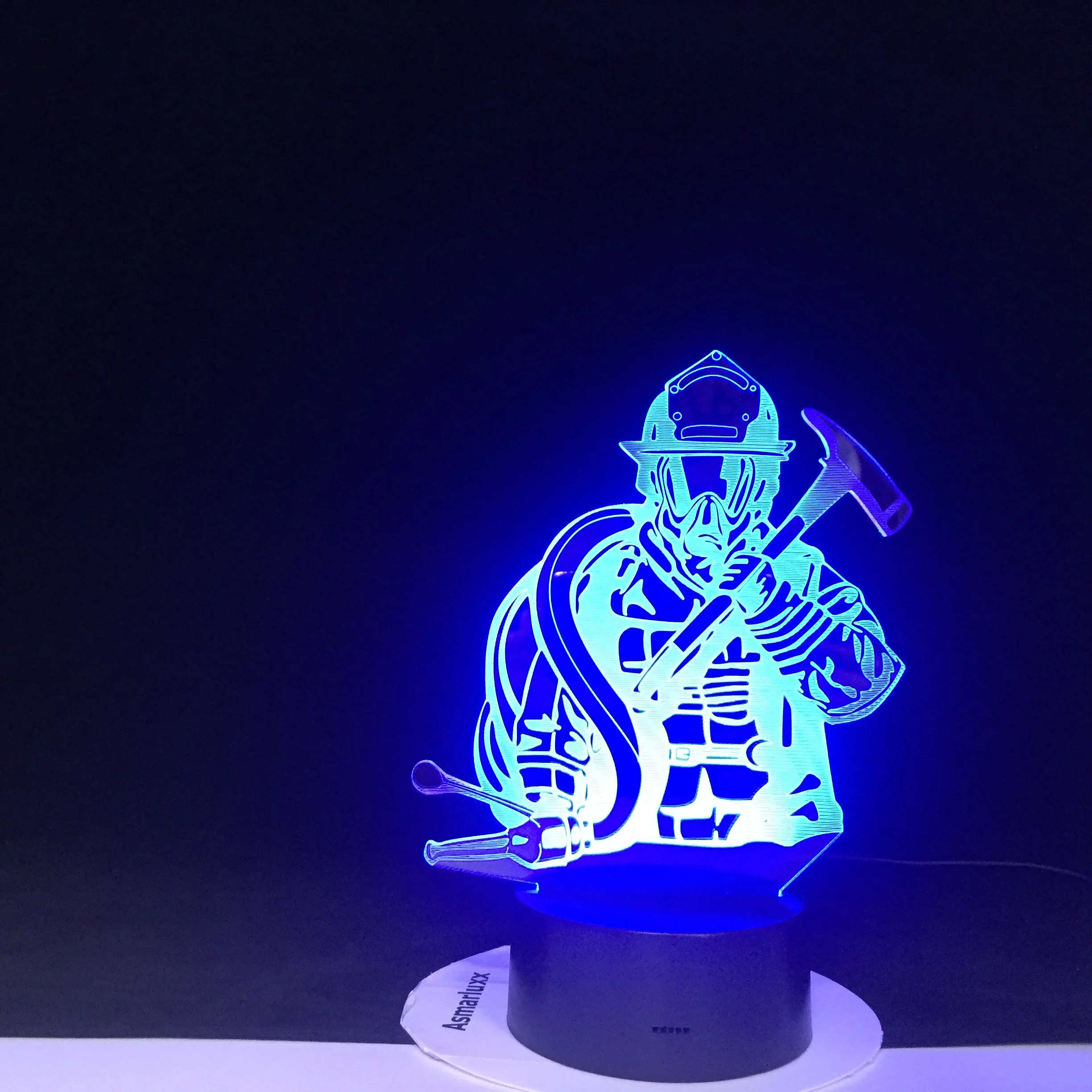 Fireman 3D LED  Modeling USB Night Lights Creative Firefighter Table Lamp Home Decor 7 Colors Changing Sleep Lighting Kids Gifts