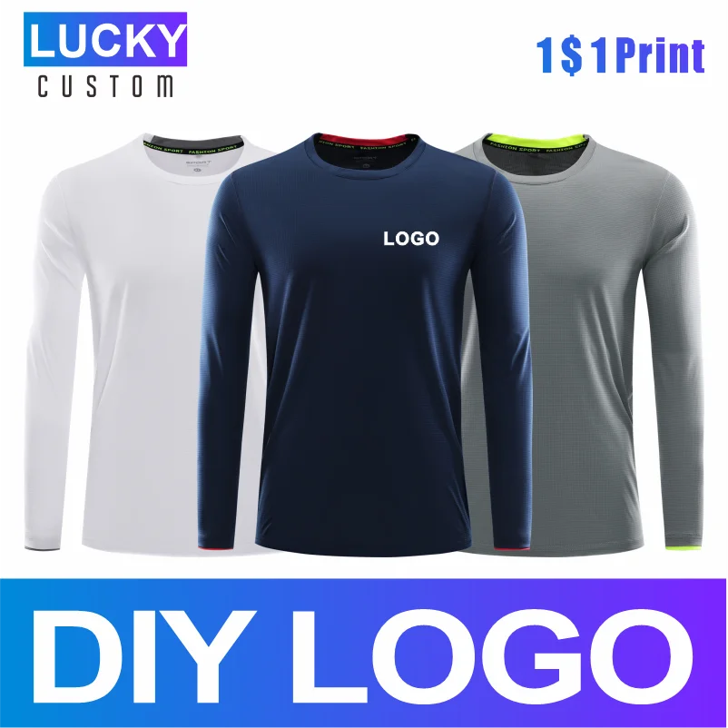 Men's Sports Breathable Long-sleeved T-shirt Mass Customization Printing Embroidery Logo Running Quick-drying Top