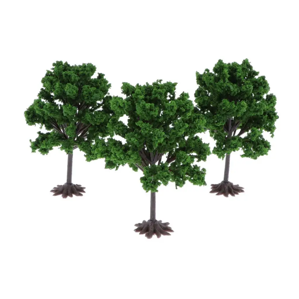 3pcs 10cm Model Tree Architecture Train Railway Wargame Diorama Scene Layout