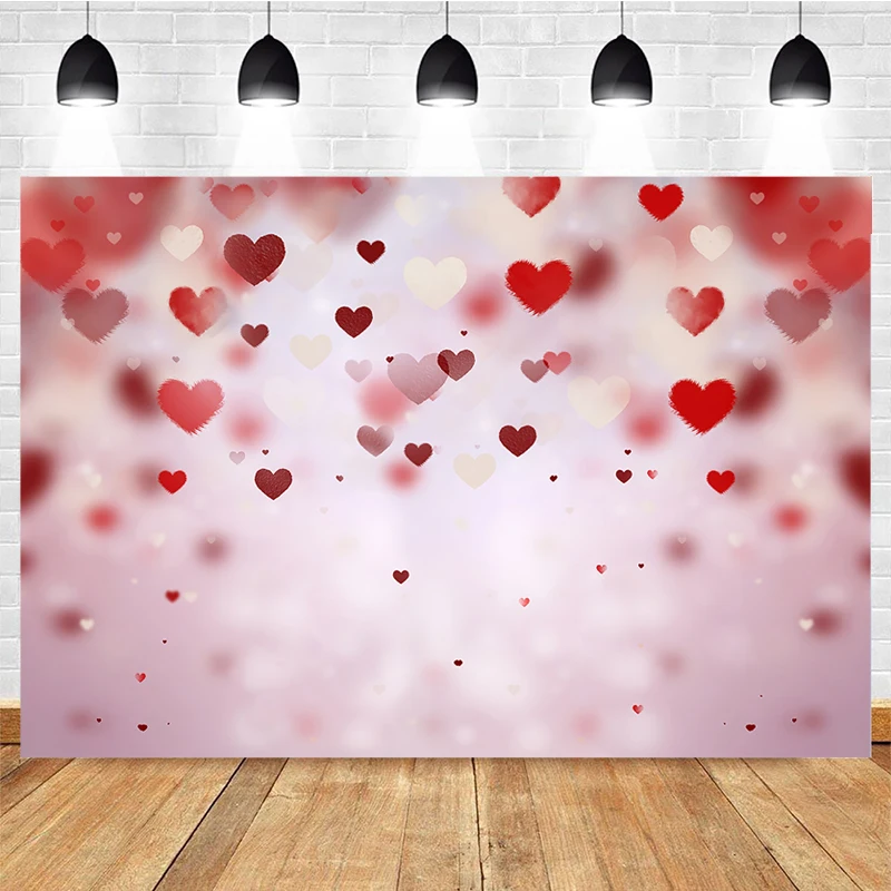

Mocsick Valentine's Day Red Love Heart Bokeh Photo Booth Background For Studio Adult Child Birthday graphy Backdrops