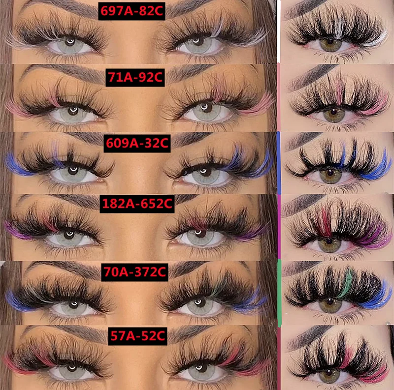 

Mix Red Blue Purple Pink Mink Colored Eyelashes Ombre Vegan Strip Lashes Natural Dramatic Fluffy Colourful Cilias mix lashes