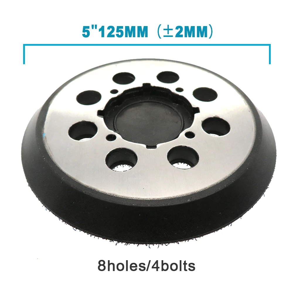 5 inch 125mm 8 Holes 3/4 Nails Back-up Sanding Pad Hook&Loop Plate Pad for Fitting Air Sander Orbital Sander Polisher Tools