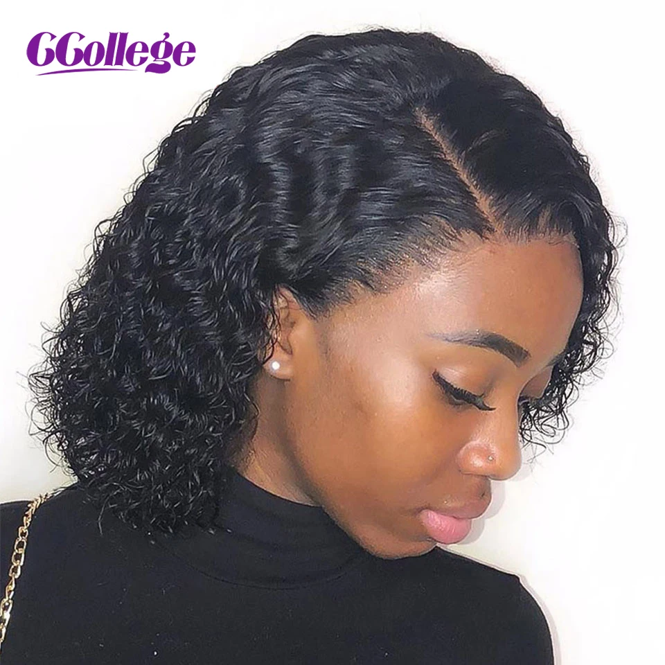 

Ccollege Kinky Curly Lace Frontal Closure Bob Wigs Pre Plucked With Baby Hair Brazilian Remy Human Hair Wigs For Black Women