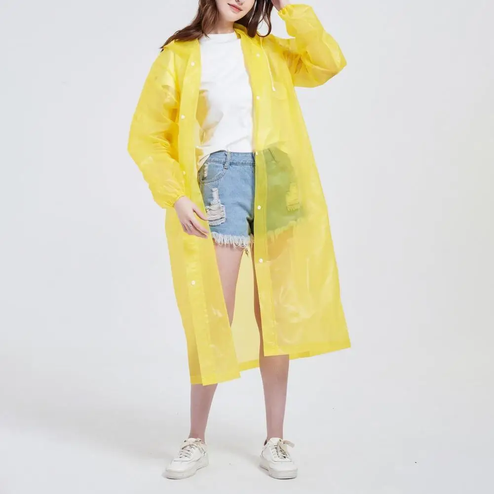 Unisex Raincoat Hooded Loose Simple Long Sleeve Non-disposable Rainwear for Rainy Day