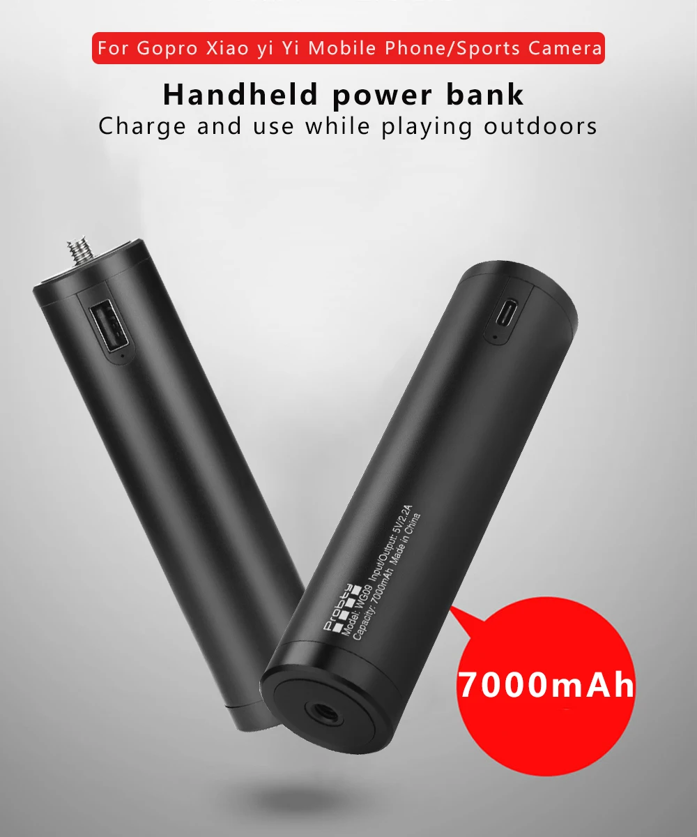 For Gopro Hero 9 10 11 12 13 Handle power bank 7000mAh with mini tripod, suitable For iPhone Xiaomi Huawei DSLR GoPro