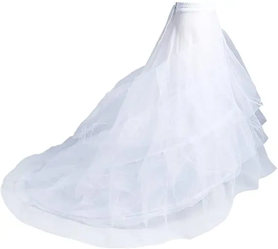 Mermaid Petticoat 3 Layers Crinoline Petticoat Underskirt Floor Length Party Dress Wedding Dress For Women White